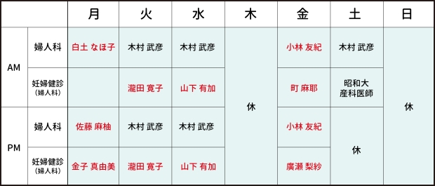 ■医師　赤字は女性医師